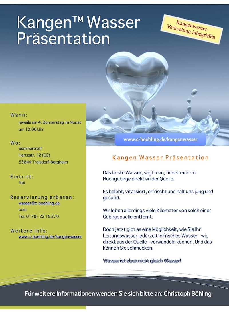 Kangenwasser Präsentation in Troisdorf-Bergheim