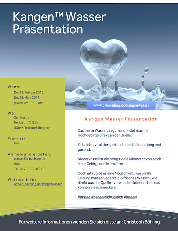 Kangenwasser Präsentation im Februar 2013